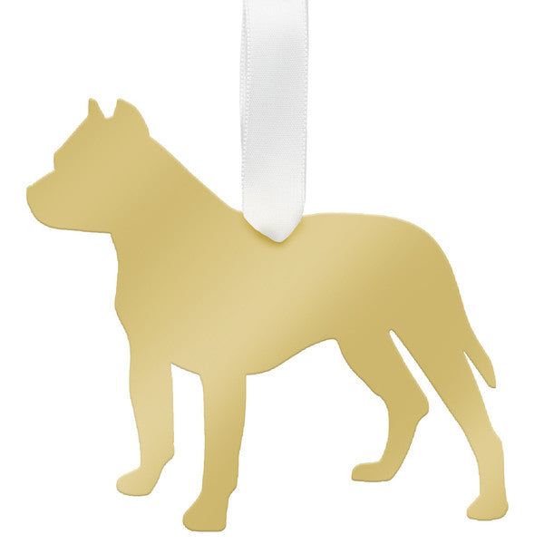 moon and lola pitbull christmas ornament - silver
