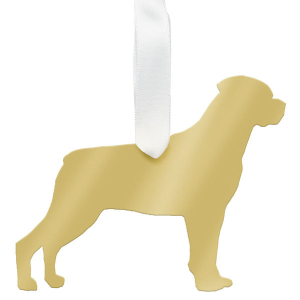 moon and lola rottweiler christmas ornament - silver