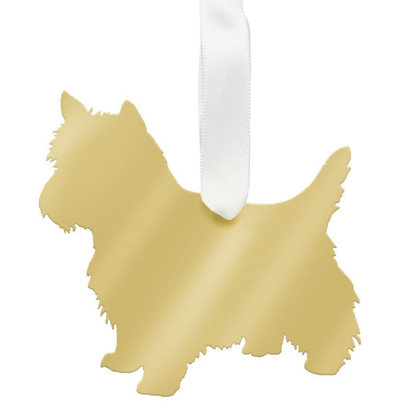 moon and lola west highland terrier christmas ornament - silver