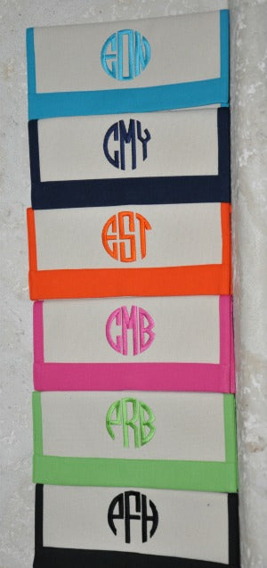 natural canvas border clutch