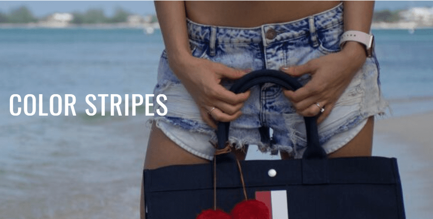 navy stripe tote
