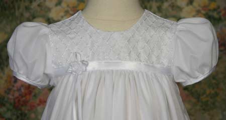 nylon tricot christening gown with embroidered bodice - 25"