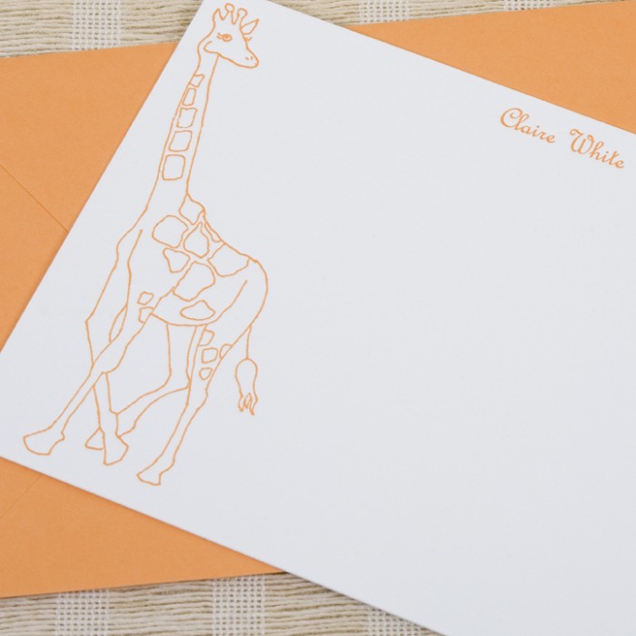 olivia giraffe baby stationery