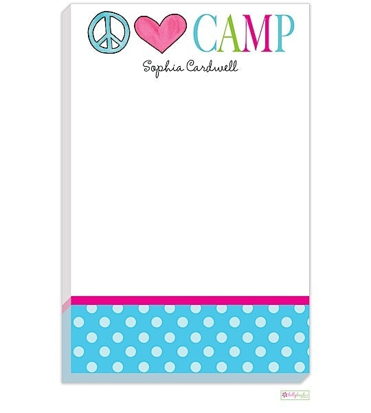 peace love camp personalized note pad