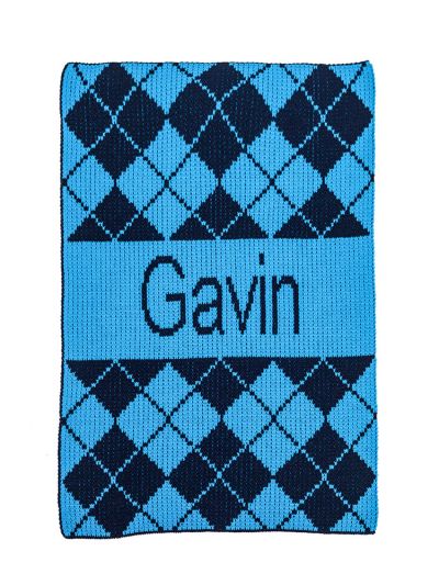 personalised argyle & name blanket