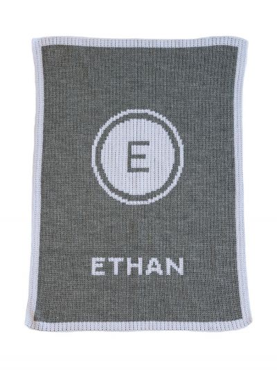 personalised initial stamp & name blanket