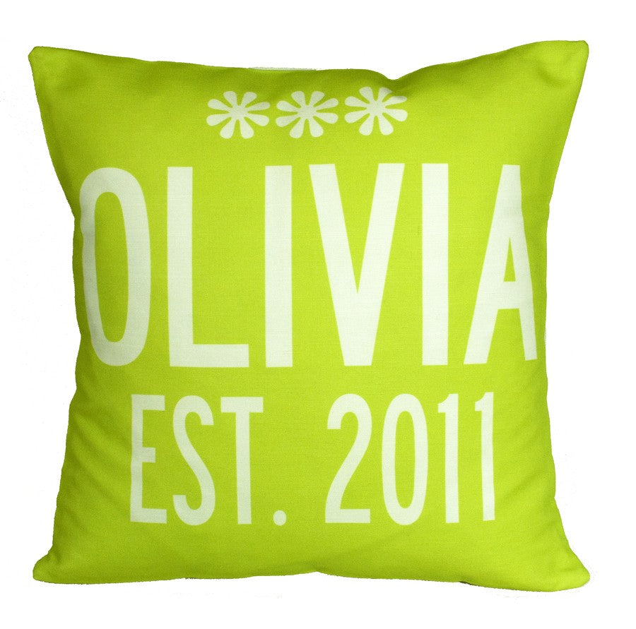 personalized baby announcement flowers pillow