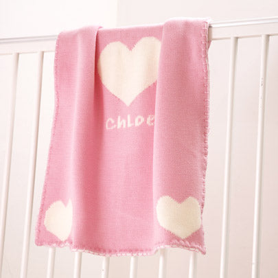 Personalized Baby Girls Heart Blanket
