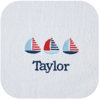 personalized bib and burp cloth - sailboats