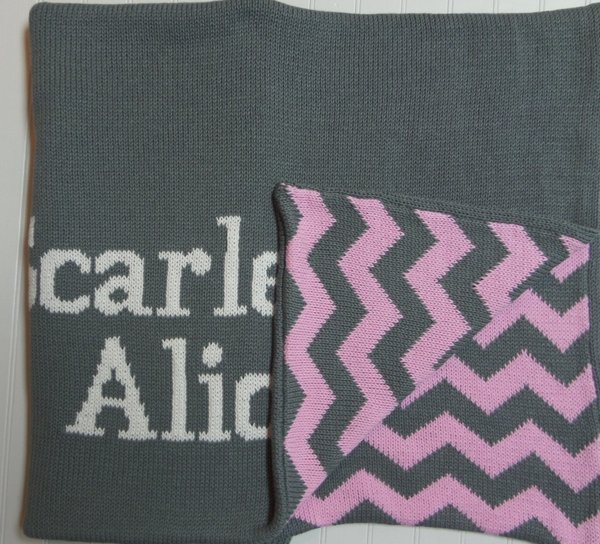 personalized chevron blanket