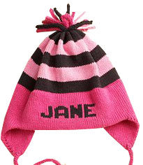 personalized cotton earflap hat (stripe) - multiple colors available