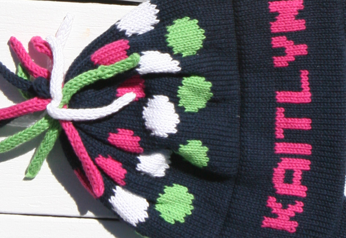 personalized cotton polka dot ear flap hat