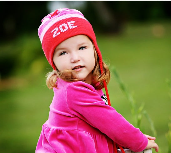 personalized ear flap hat (multi stripe)