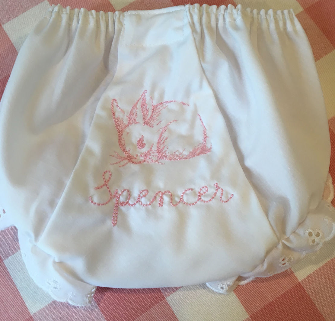 personalized embroidered bunny bloomers