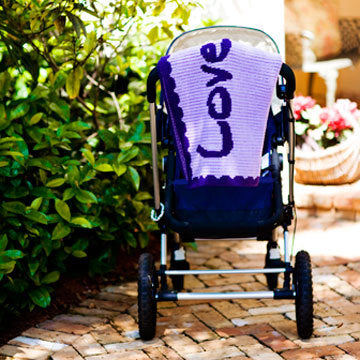 personalized full blanket with name and heart and scalloped edge