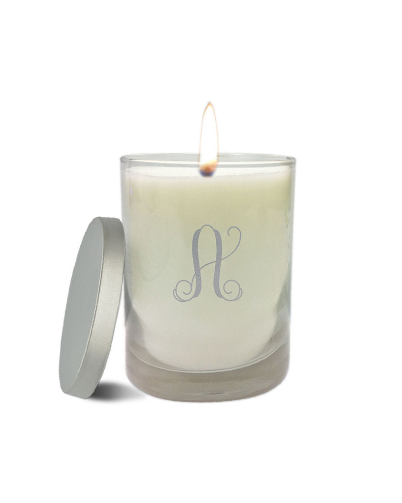 personalized glass soy candle
