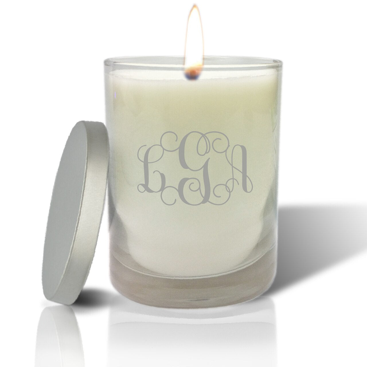 personalized glass soy candle