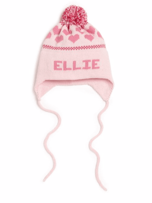 personalized hearts ear flap hat