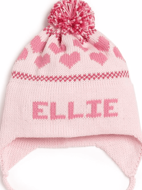 personalized hearts ear flap hat