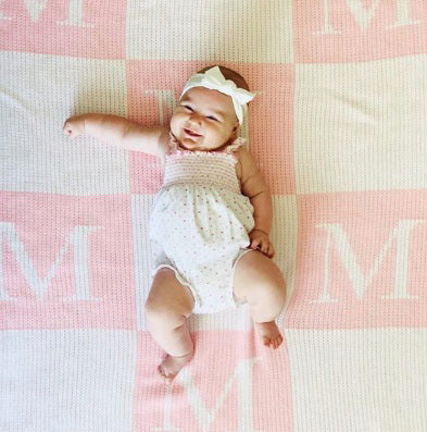 personalized initial and block blanket