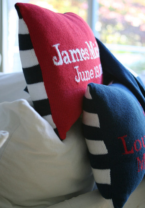 personalized knit baby pillow 12x16