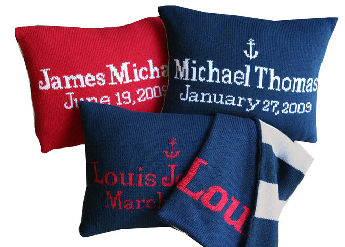 personalized knit baby pillow 12x16
