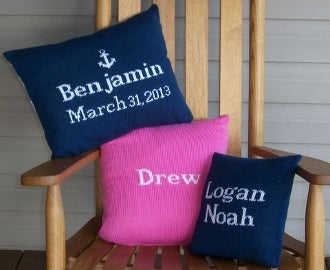 personalized knit baby pillow 12x16