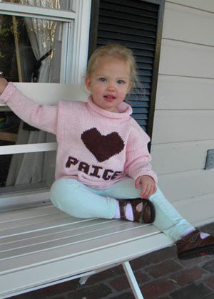 personalized knit heart sweater