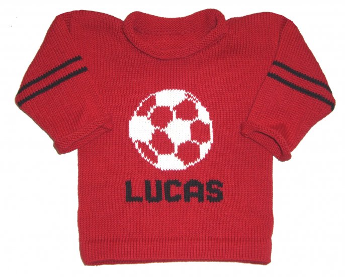 personalized knit soccer sweater