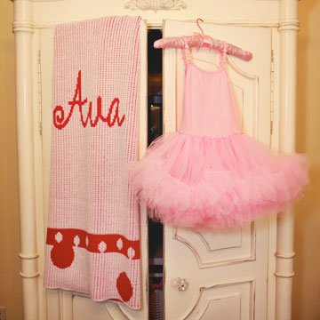 personalized large polka dot baby blanket with initial or name