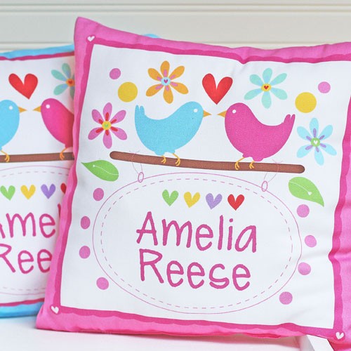 personalized love birds baby announcement pillow - unavailable