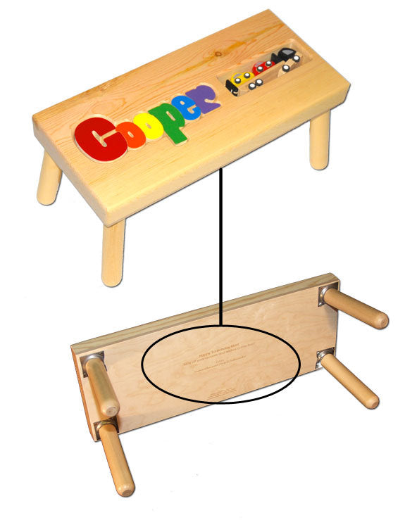 personalized name puzzle stool with car carrier