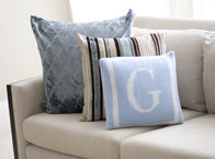 single border initial pillow