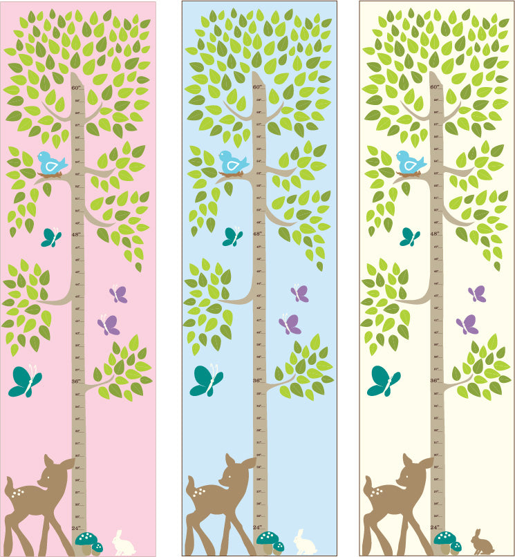 personalized tree with animals canvas growth chart