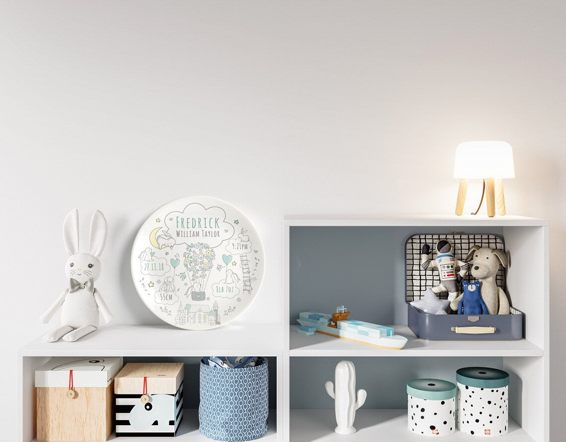 personalized baby rabbit plate