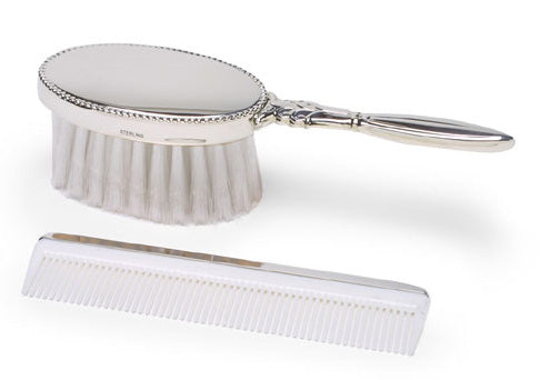 personalized sterling silver girl's brush and comb set