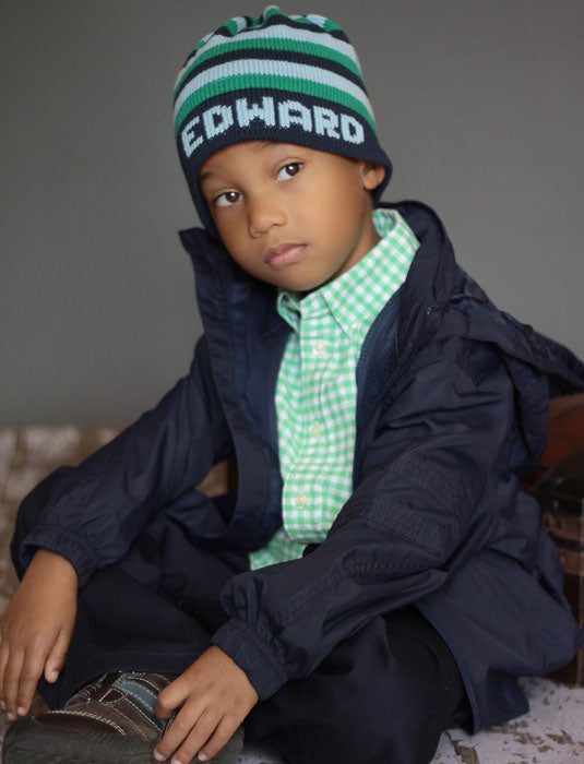 personalized stripe boarder hat