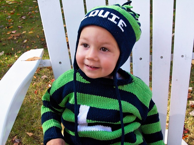 personalized stripe letter sweater (custom colors available)