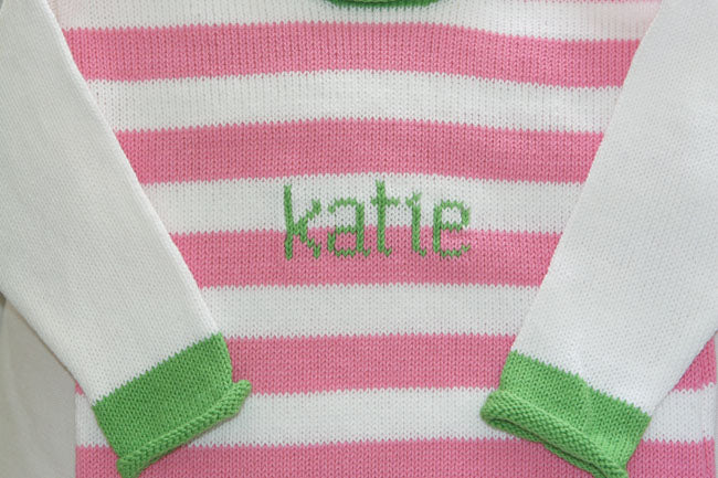personalized stripe name sweater