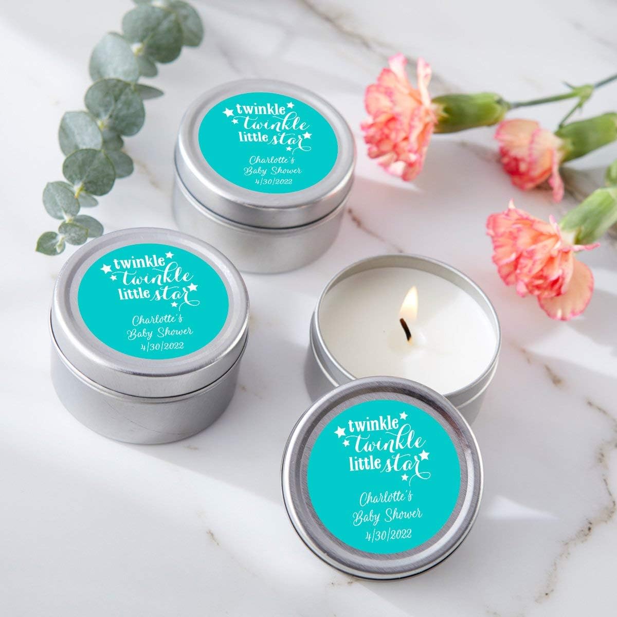 Personalized Travel Candle Tin - Baby Shower (set 0f 36)