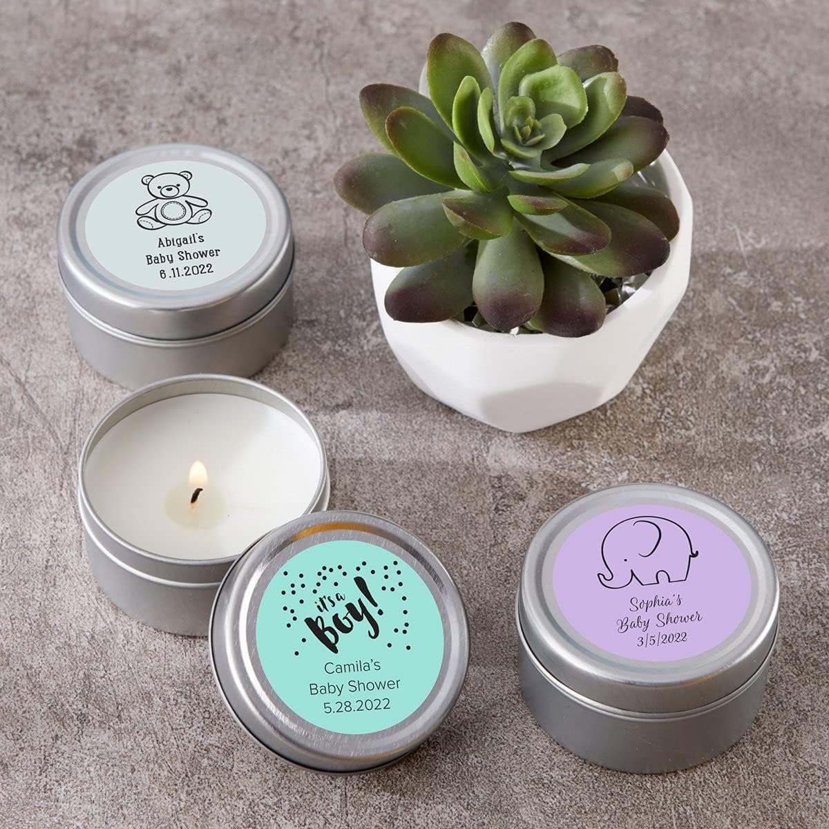 Personalized Travel Candle Tin - Baby Shower (set 0f 36)