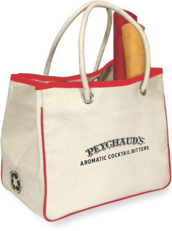 red accented rope tote