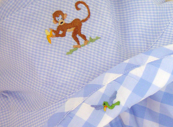 safari embroidered puff pants sun set - blue - by gordonsbury