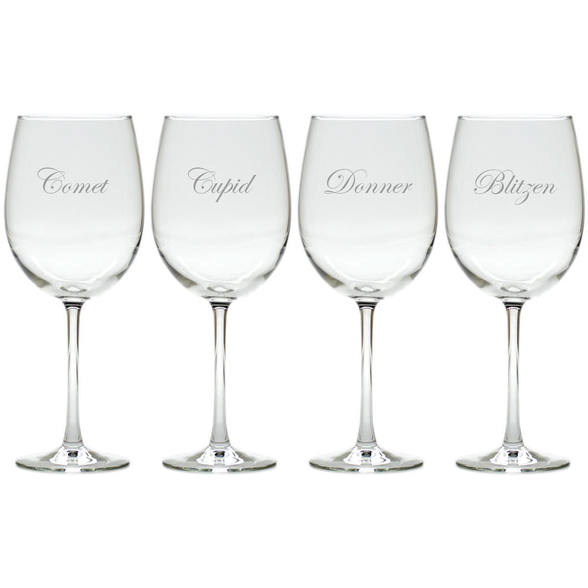santas reindeer set of 8 wine glasses