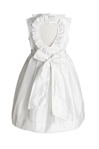 silk heart back ruffled dress