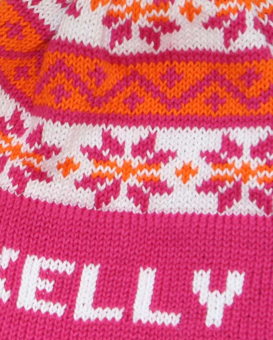 snowflake earflap hat with braided ties