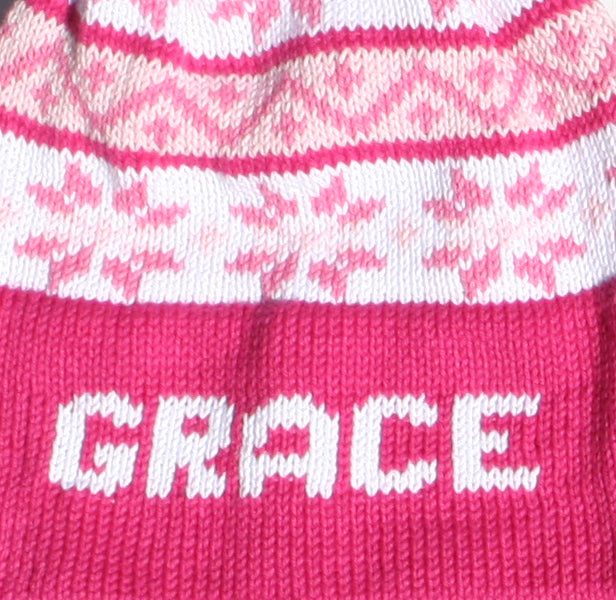 snowflake earflap hat with braided ties