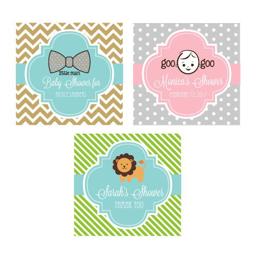 personalized baby shower 2" square labels & tags