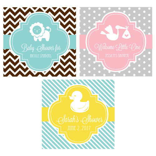 personalized baby shower 2" square labels & tags