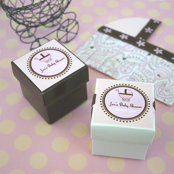 personalized baby shower 2" square labels & tags